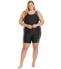 Waterpro Women's Plus  Swirl Side Splice Unitard
