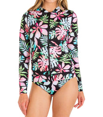 Hurley Women's Tropix Long Sleeve  Zip Hoodie Rashguard