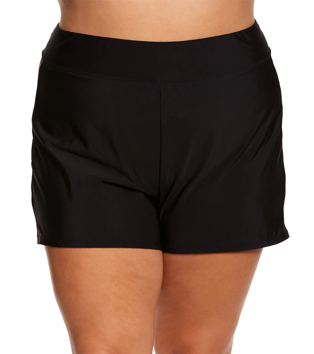 Penbrooke Plus Size Solid Swim Short