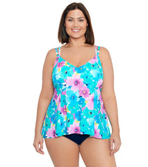 Shape Solver By Penbrooke Women's Plus Size Hidden Garden Princess Seam Fauxkini One Piece Swimsuit