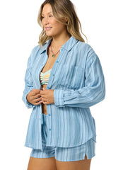 O'Neill Women's Leni Waves Stripe Relaxed Long Sleeve Top