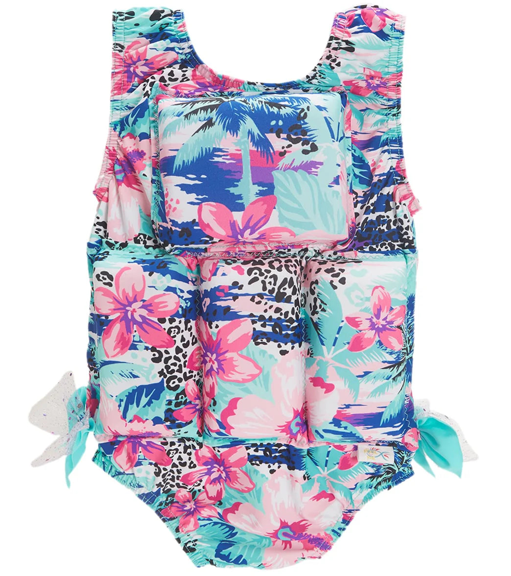 My Pool Pal Girl's Leopard Tropical Floatation Swimsuit