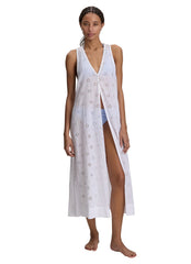 Polo Ralph Lauren Women's Eyelet Covers Button Front Maxi Cover Up Dress