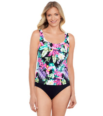 Shape Solver By Penbrooke Women's Mystic Tropic Mastectomy Basic Tankini Top