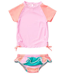 Snapper Rock Girls' Sunset Stripe SS Ruffle Set (Baby, Toddler, Little Kid)