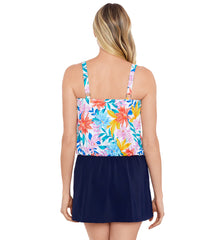 Shape Solver By Penbrooke Women's Tropical Breeze Blouson Swim Dress