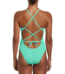 Nike Women's HydraStrong Lace Up Tie Back One Piece Swimsuit