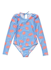 Snapper Rock Girls' Beach Bloom Long Sleeve One Piece Swimsuit (Toddler, Little Kid, Big Kid)