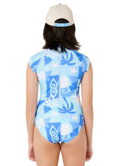 Rip Curl Girls' Tropical Dawn Short Sleeve One Piece Surf Suit (Big Kid)