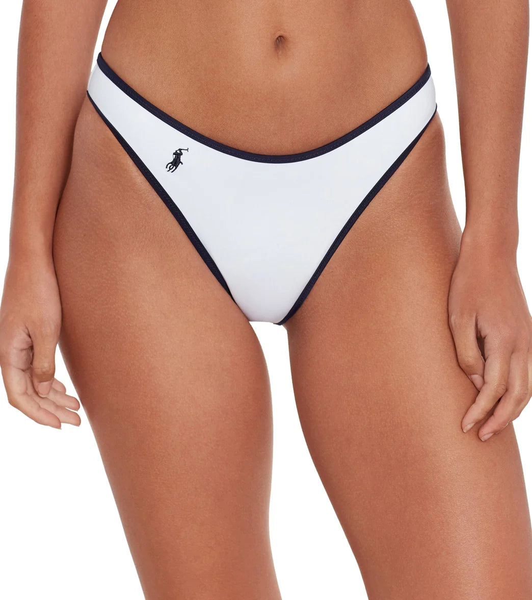 Ralph Lauren Women's Tipped Solids High Leg Scoop Hipster Bikini Bottom