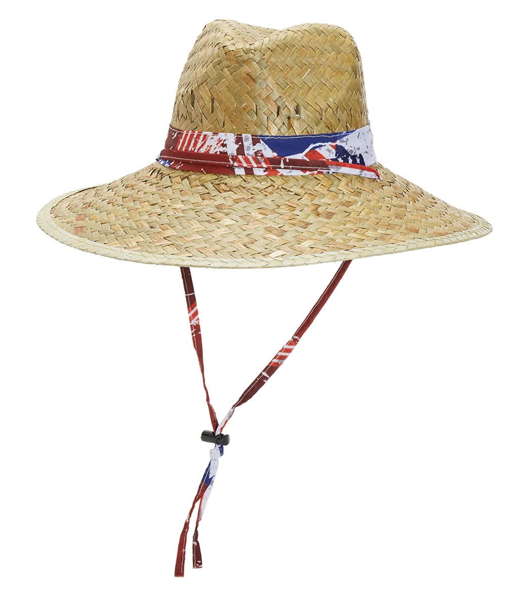 Peter Grimm Americana Straw Patriotic Lifeguard Straw 4.5" Brim Sun Hat