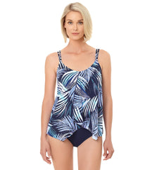 Penbrooke Women's Palm Dot Handerchief Tankini Top