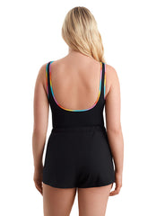 Shape Solver SPORT Women's Ombre Sorbet Shirred Zipper Runaround One Piece Swimsuit