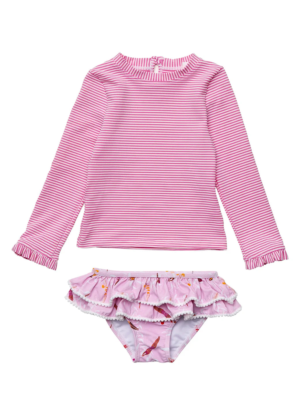 Snapper Rock Girls' Diving Diva Long Sleeve Two Piece Rashguard Set (Baby, Toddler, Little Kid)