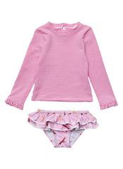Snapper Rock Girls' Diving Diva Long Sleeve Two Piece Rashguard Set (Baby, Toddler, Little Kid)