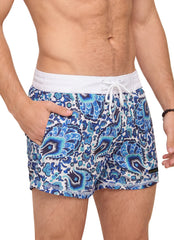 Sauvage Men's Blue Paisley Italian Swim Trunks