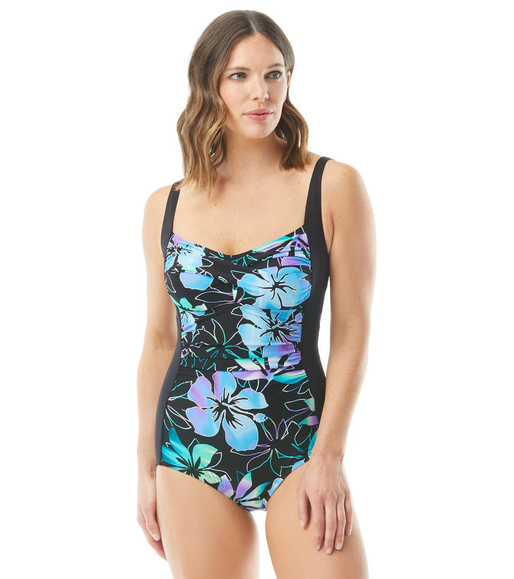 Gabar Women's Chlorine Resistant Ultimate Ombre Twist Bra Girl Leg  One Piece Swimsuit