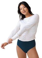 Nani Women's Solid Ruched Long Sleeve Sun Shirt