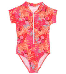 Snapper Rock Girls' Tropical Punch Short Sleeve One Piece Surf Suit (Toddler, Little Kid, Big Kid)
