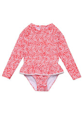 Snapper Rock Girls' Ditsy Bloom Long Sleeve One Piece Skirt Surf Suit (Baby, Toddler)