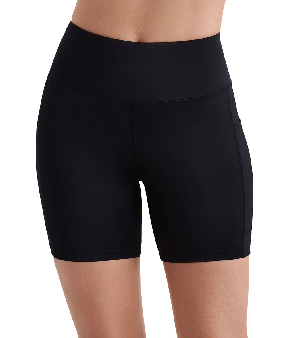 Shape Solver By Penbrooke Women's Divine Solids Yoga Waist Midi Swim Short