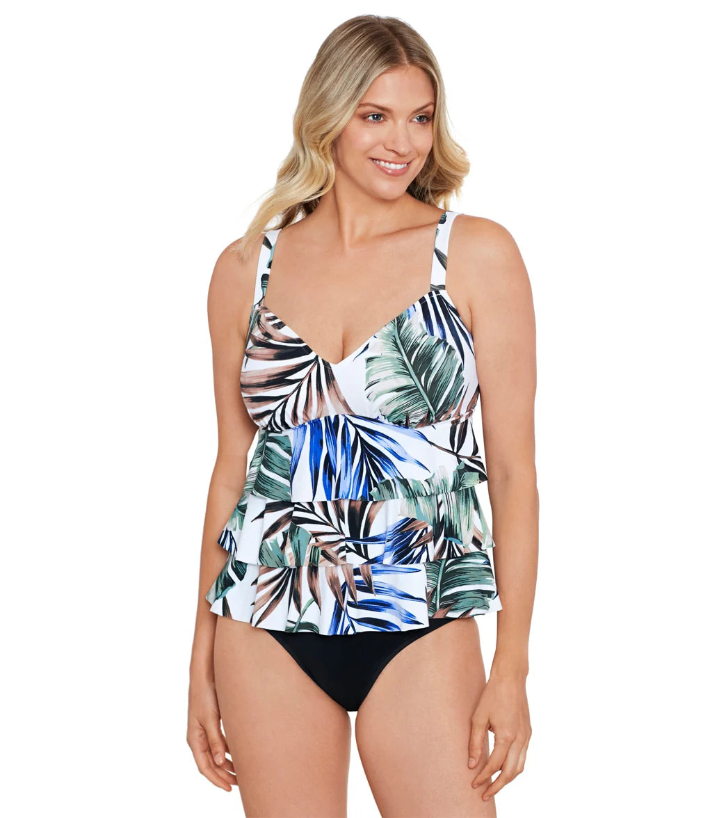 Shape Solver By Penbrooke Women's Tropicali Triple Tier Tankini Top