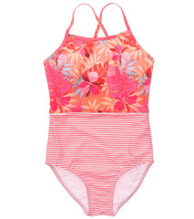 Snapper Rock Girls' Tropical Punch Classic Crossback One Piece Swimsuit (Toddler, Little Kid, Big Kid)