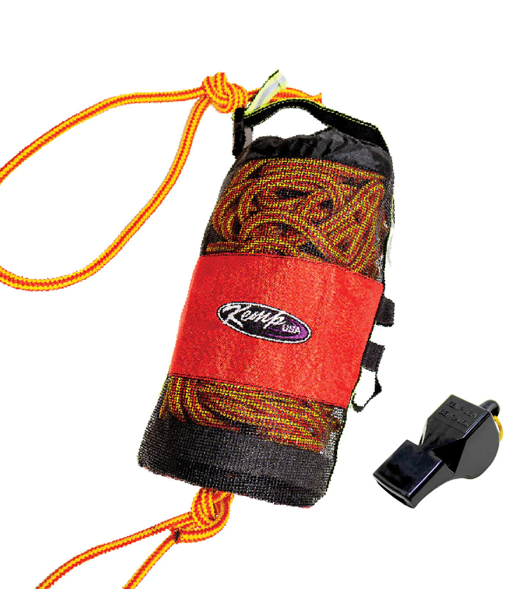 KEMP USA Throw Bag with 100' of 3/8" Yellow Rope and Bengal Safety Whistle