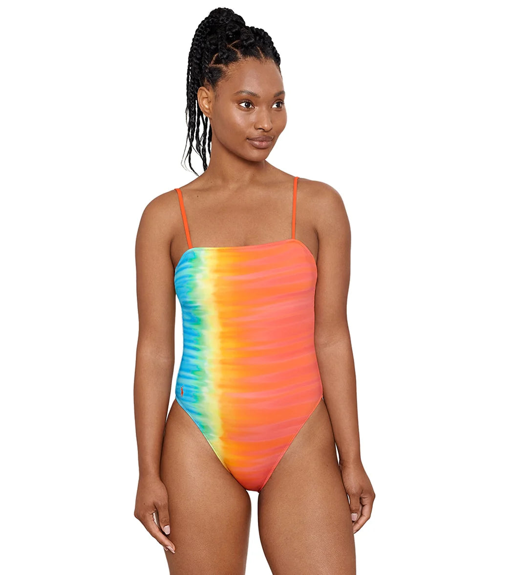 Polo Ralph Lauren Women's Tropic Glow Tye Dye Square Neck One Piece Swimsuit